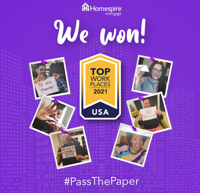 Homespire Mortgage Named 2021 “Top Workplaces USA” Award Winner By Energage